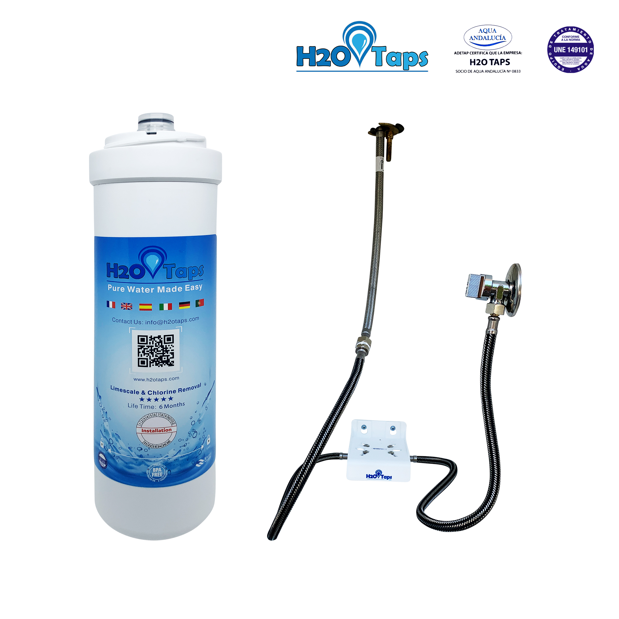 H2O Taps Filtre à eau sous évier, Purificateur d'eau, système de  filtration, réduit le calcaire, le plomb, le chlore, les métaux60 -  Cdiscount Bricolage